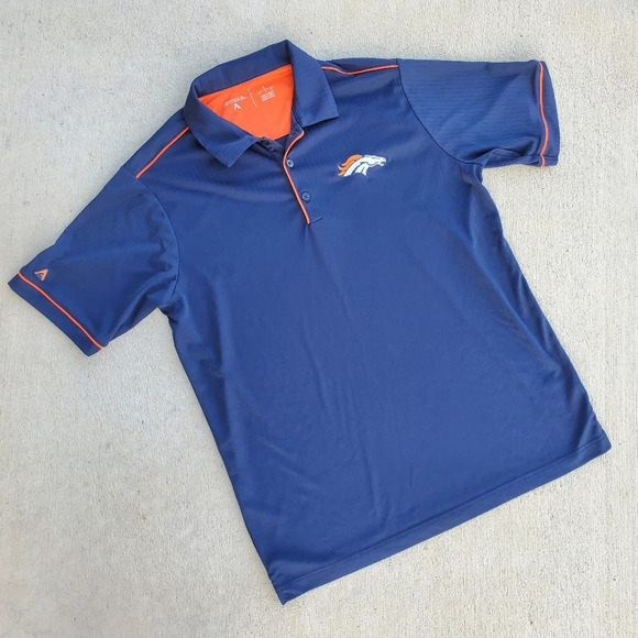 Antigua Men's Denver Broncos Polo Shirt Size Large Licensed Football Stretch - Picture 1 of 12